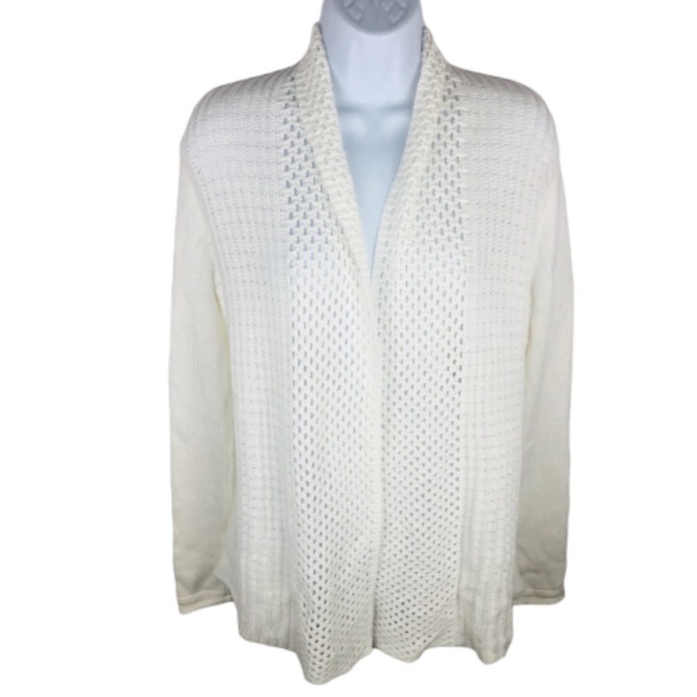 89th & Madison white open knit sweater size PS